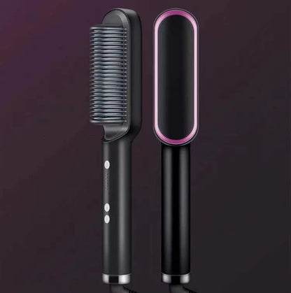 Elora 2-in-1 Hair Straightener & Curling Hot Comb | Negative Ion Ceramic Brush Elora